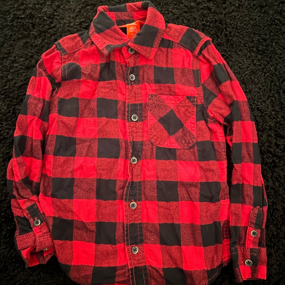 Joe Fresh Kids Red and Black Plaid Shirt